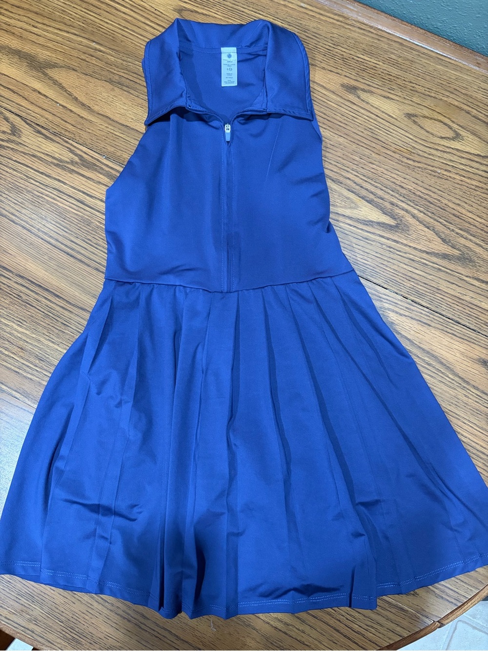 Yogalicious Royal Blue Pleated Zip-Front Kids Dress